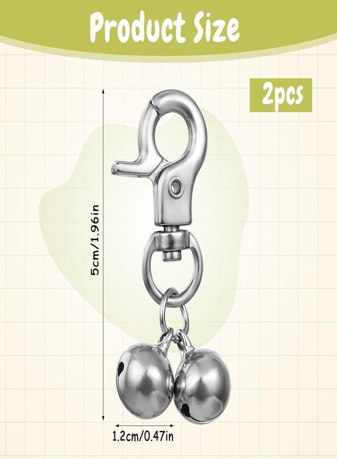 Zelphvt Bells for Collars, 2 Pcs Pet Hanging Ring, Bells for Dog Collars Silver Bell Accessories for Dog & Cat Stainless Steel Bell Necklace Dogs Training Collar Charm with Heavy Duty Snap Clips - Image 2